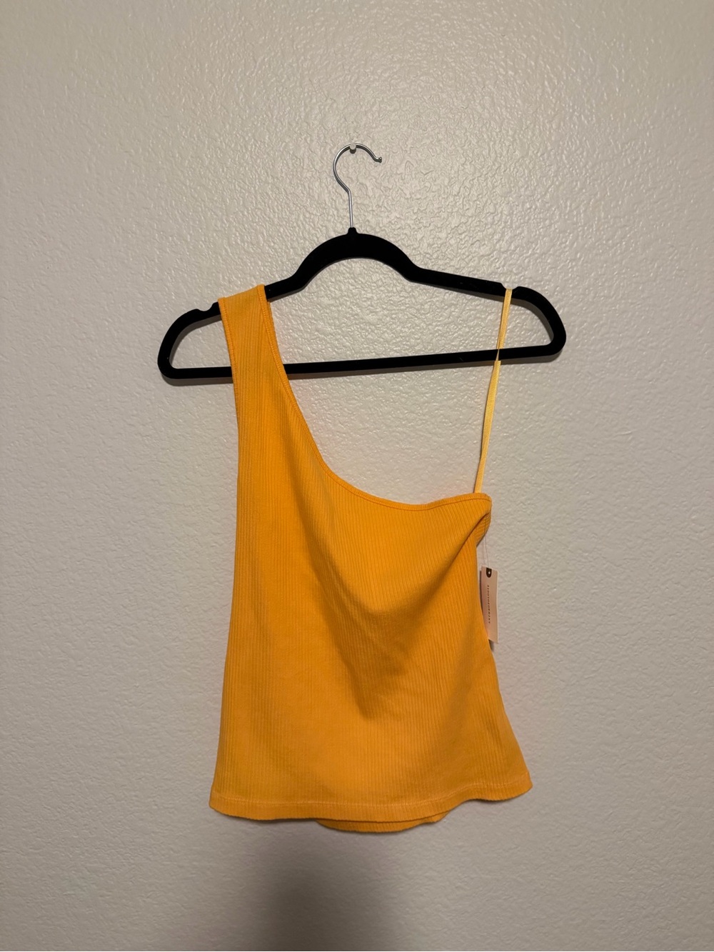 Anthropologie Yellow One-Shoulder Ribbed Camisole